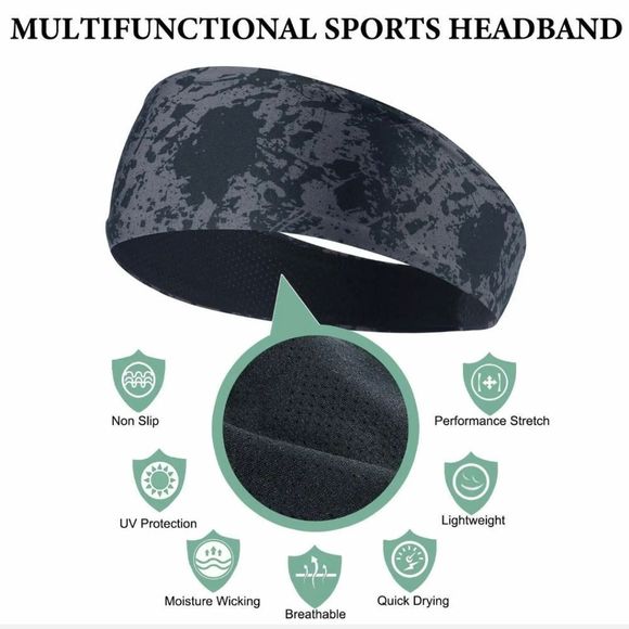 Camo Headband Stretch Sports Yoga Gym Hair Band Wrap Sweatband for Women Men US - Picture 4 of 7